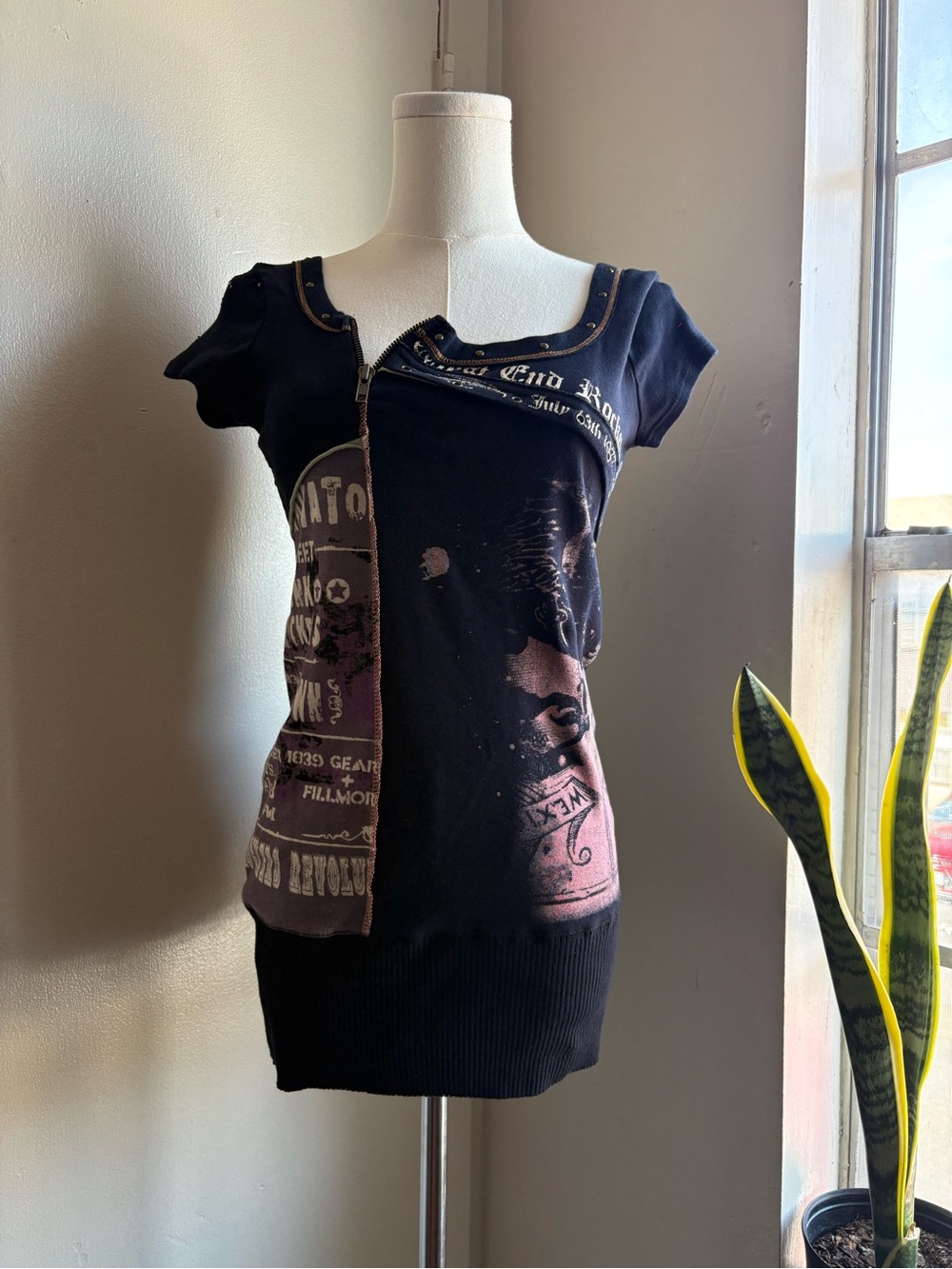 skinny minnie y2k patchwork zip up top
